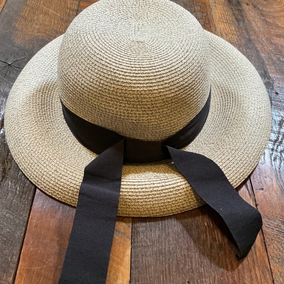 Furtalk Wide Brim Straw Sun Hat with Ribbon Tie Beige Women’s Size Large - Picture 3 of 7